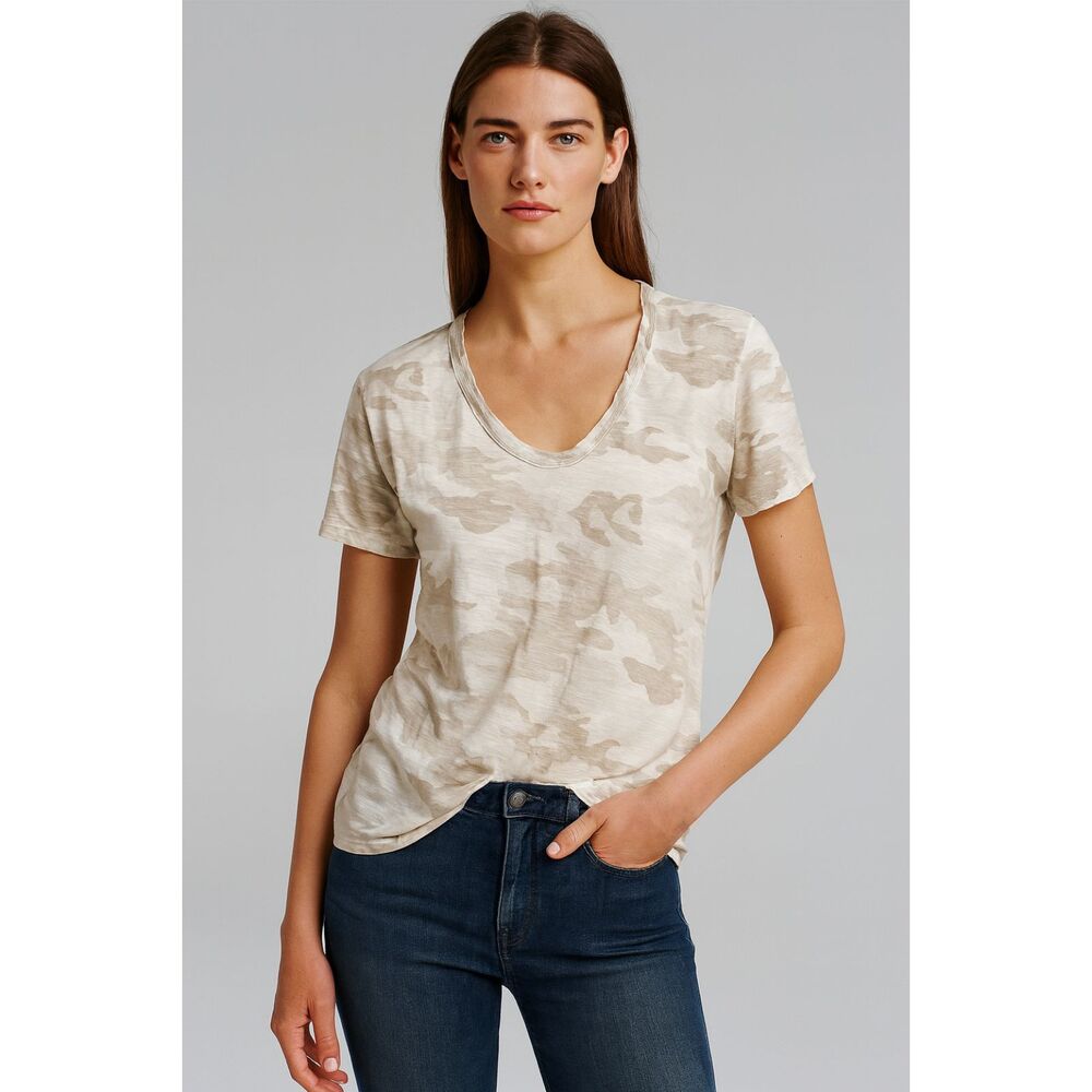 Standard JAMES PERSE White Camouflage Crew Neck T Shirt Tee   Women's Size 4 XL